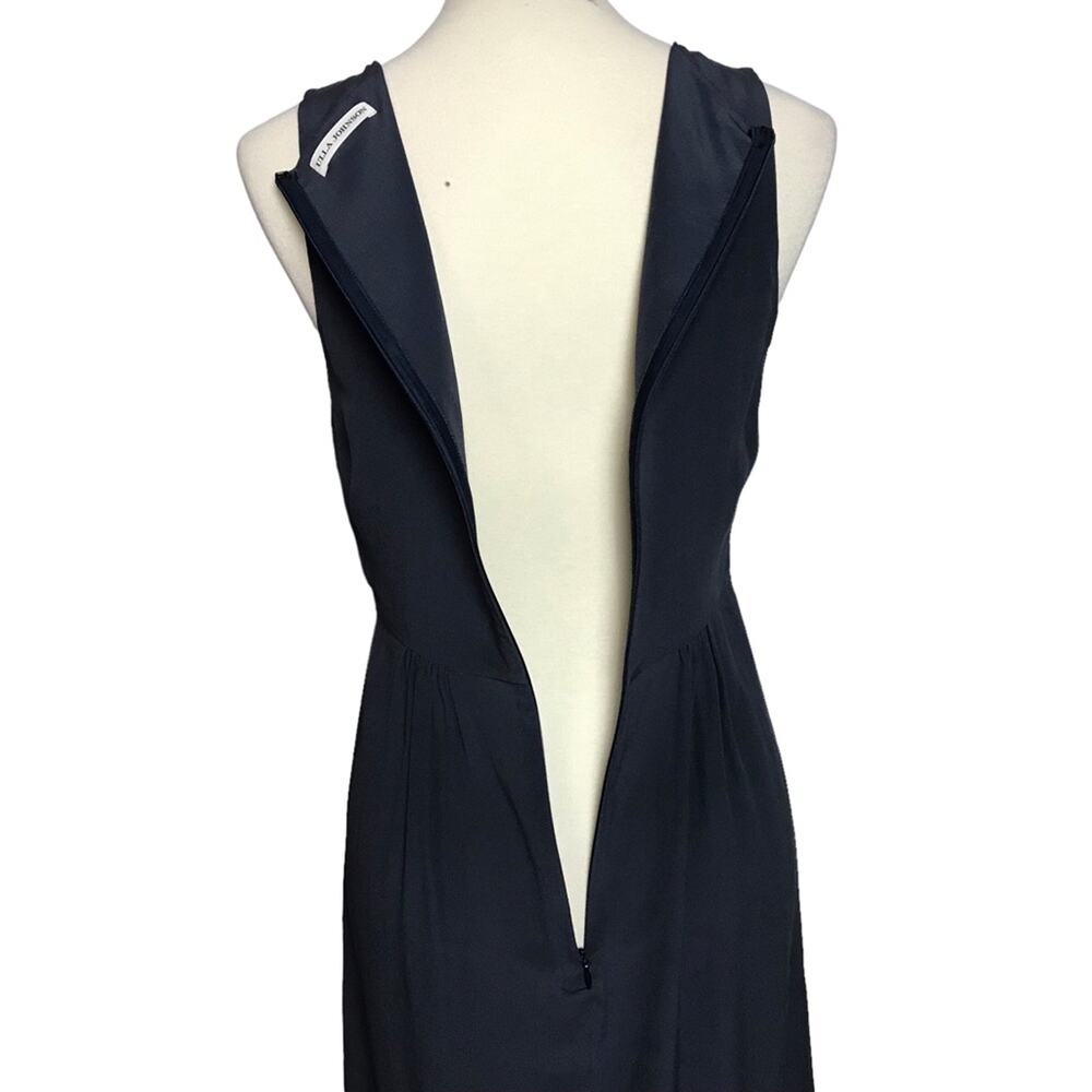 Ulla Johnson Silk Charcoal Grey Beateu Neckline Cut Out Midi Cocktail Dress S - Picture 9 of 12